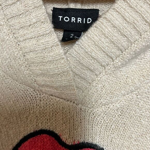 NWOT Torrid Rainbow Lips Oatmeal Raglan Hoodie Sz 2X - Picture 5 of 7